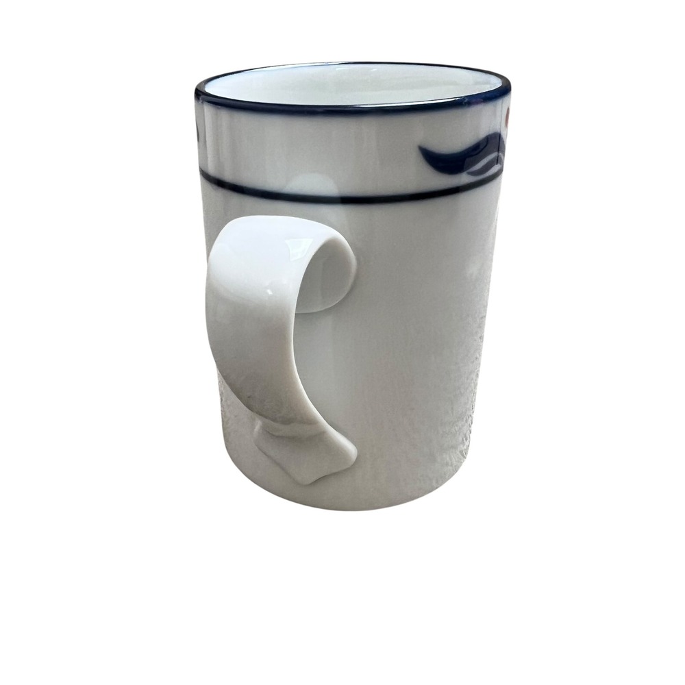 Dansk Bistro Christianshavn Blue Coffee Mug White Blue Band Red Berry Japan
